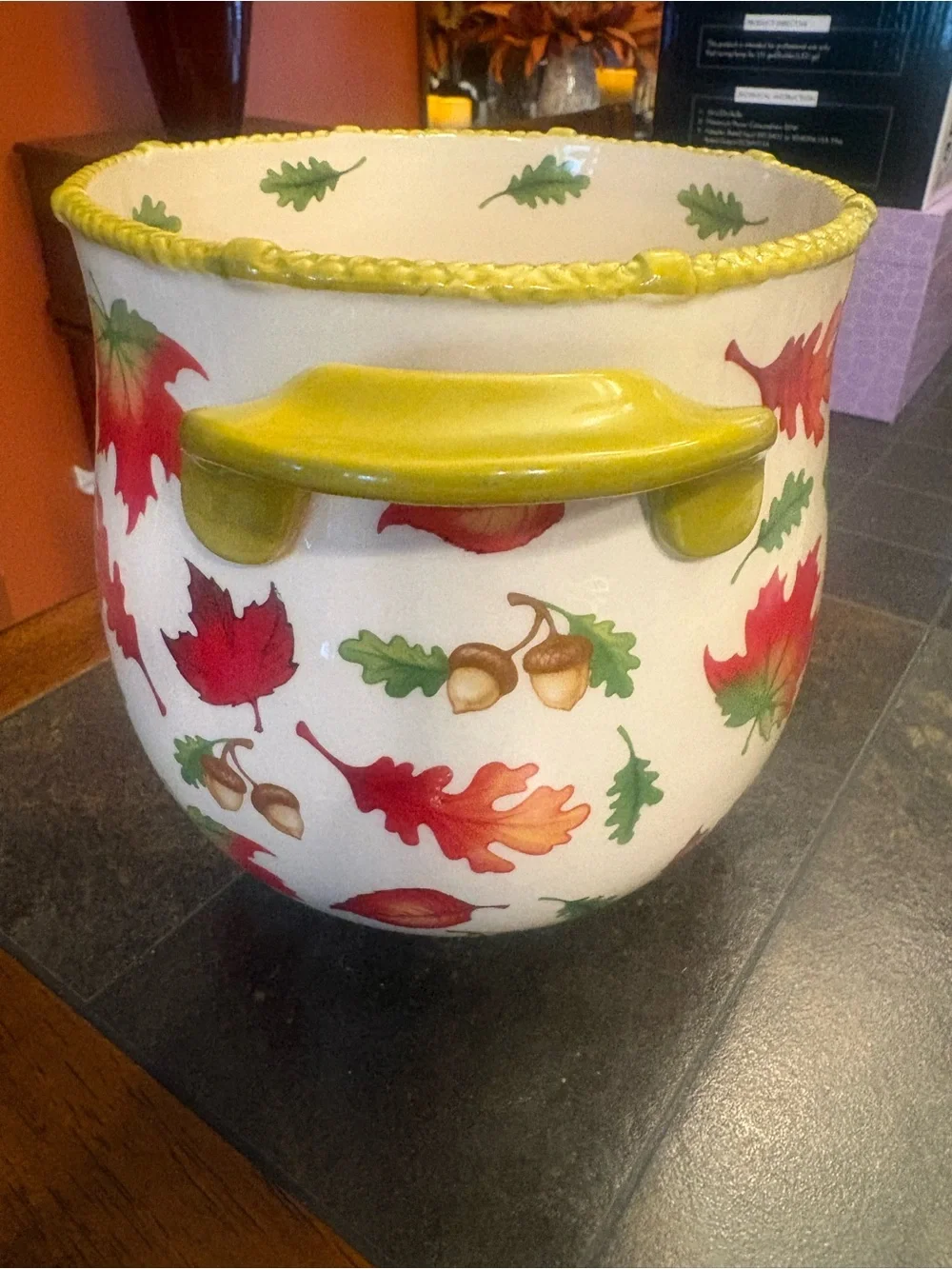 Large Temp-tations Crock with handles.  Harvest Pattern